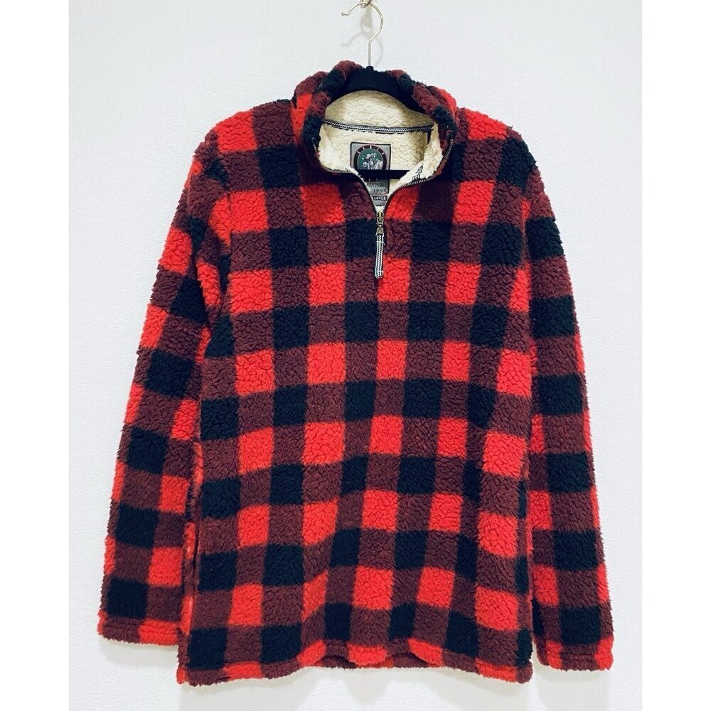 Cabin Fever by Ramatex Sherpa Pullover Mens Medium Buffalo Plaid Fleece Hiking